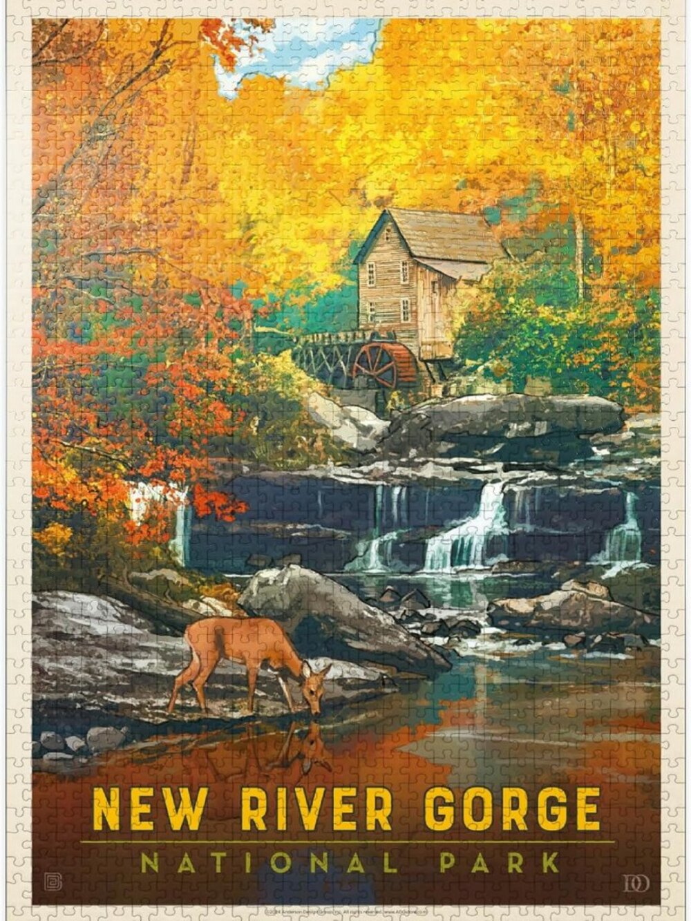 Fall Colors Vintage Jigsaw Puzzle 1000 Pieces - River Gorge National Park Art